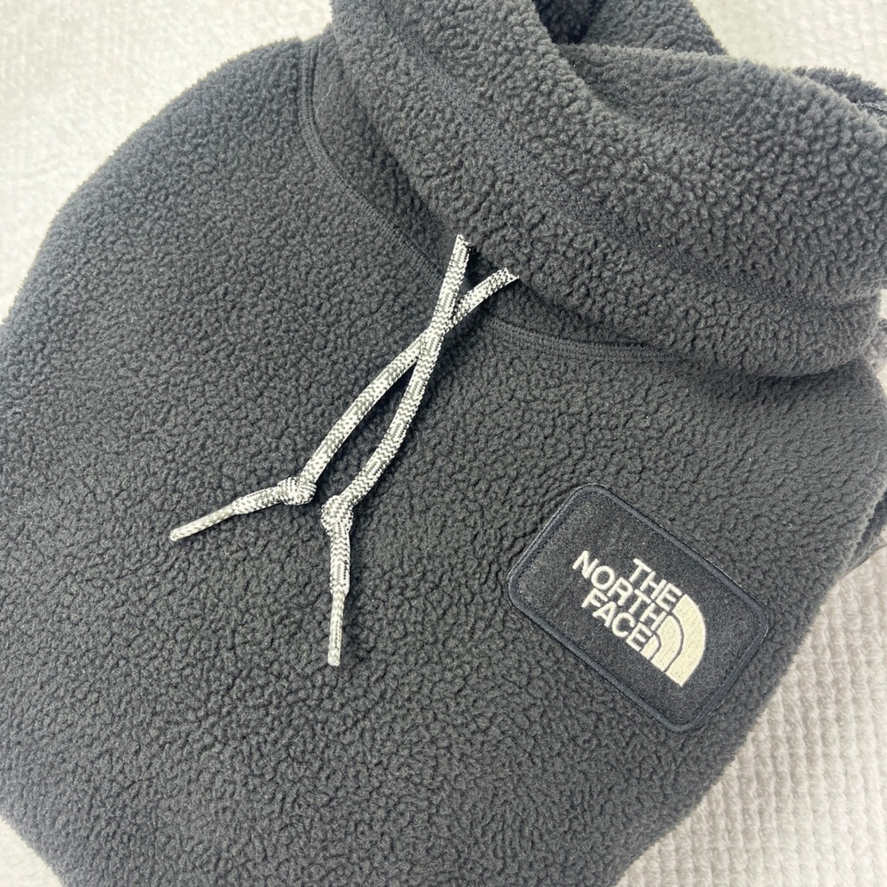 The North Face Womens Sherpa Fleece Funnel Neck Pullover Black Grey Marble Large